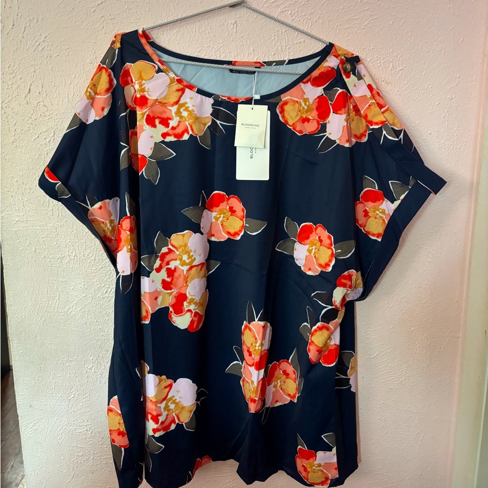 BloomChic Blue and Orange Relaxed Blouse